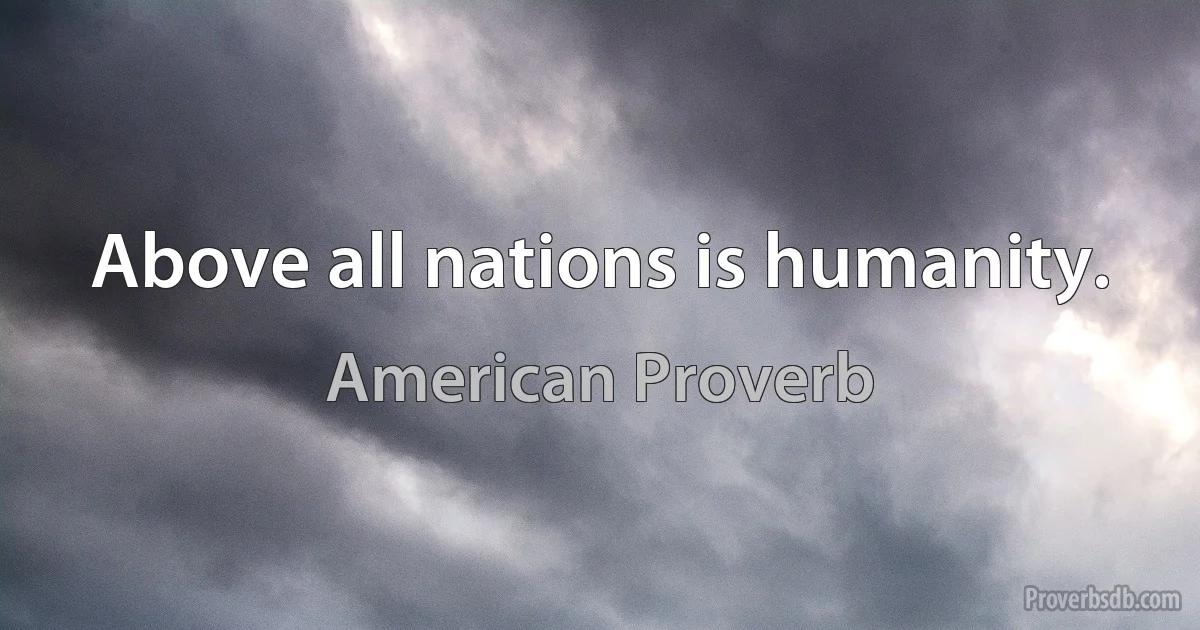 Above all nations is humanity. (American Proverb)