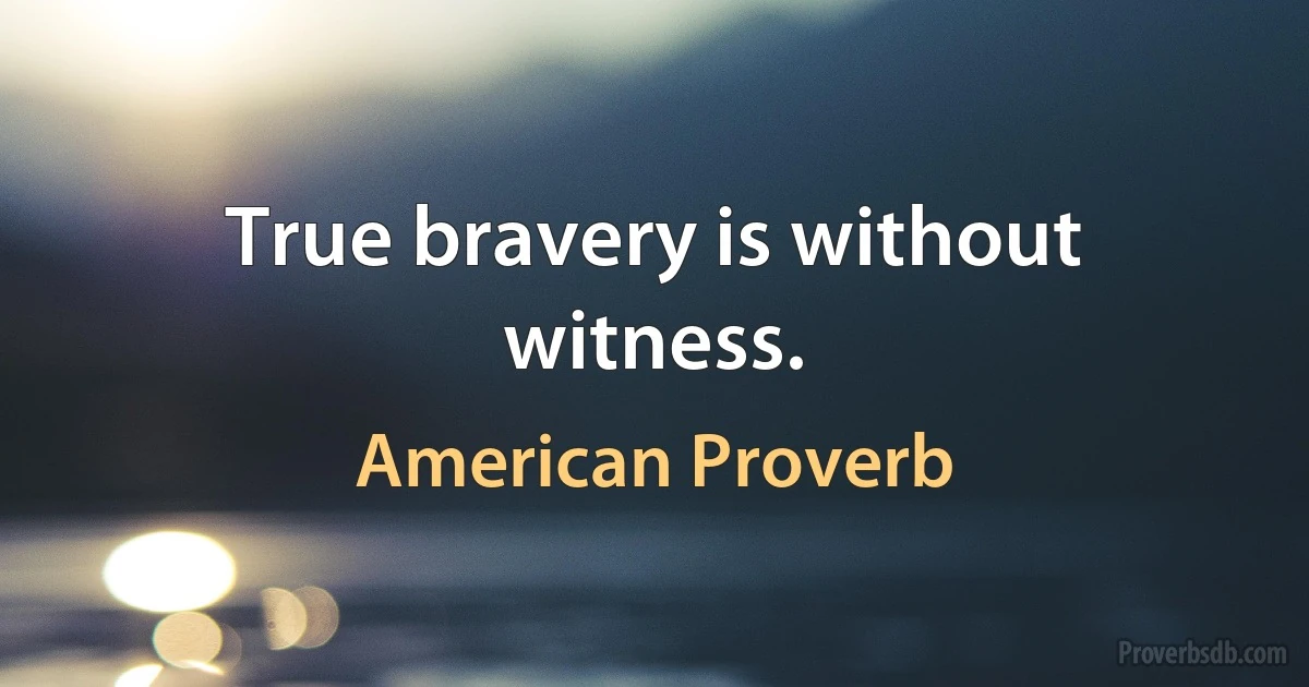 True bravery is without witness. (American Proverb)