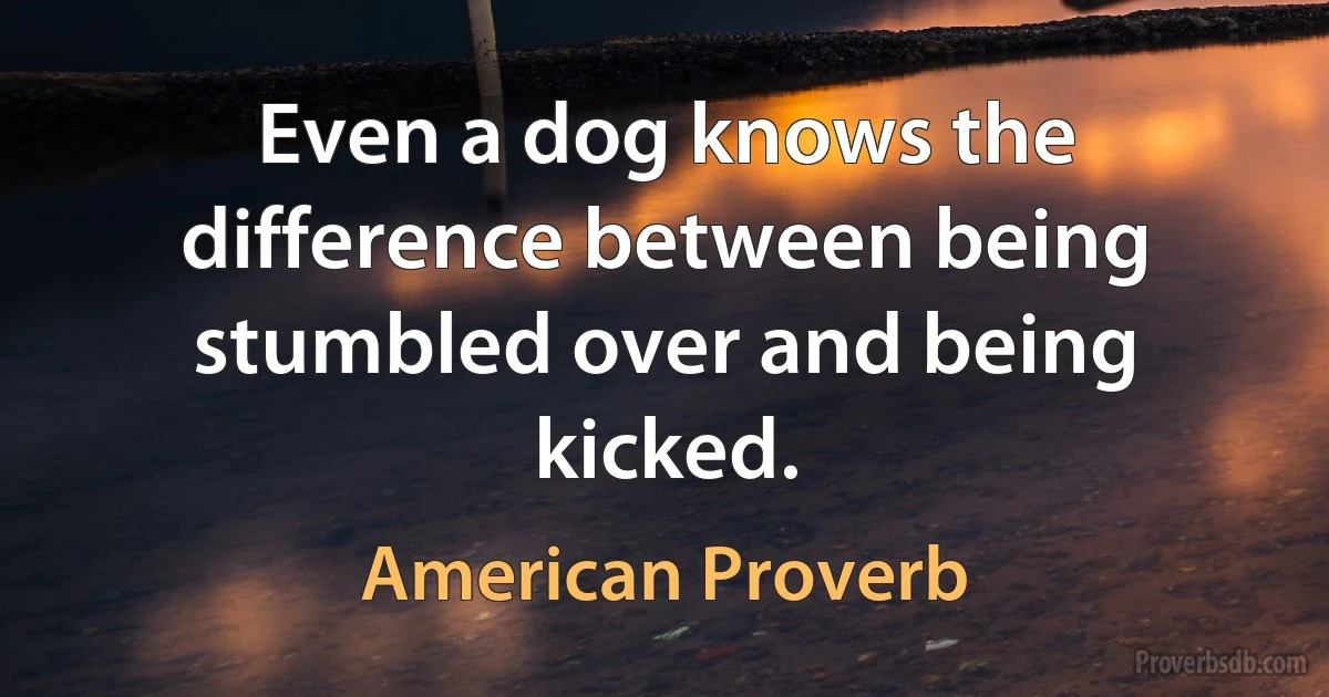 Even a dog knows the difference between being stumbled over and being kicked. (American Proverb)