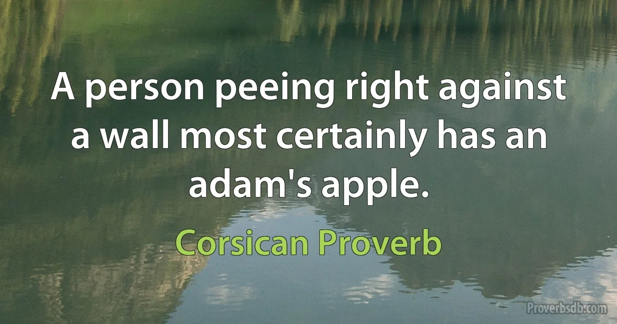 A person peeing right against a wall most certainly has an adam's apple. (Corsican Proverb)