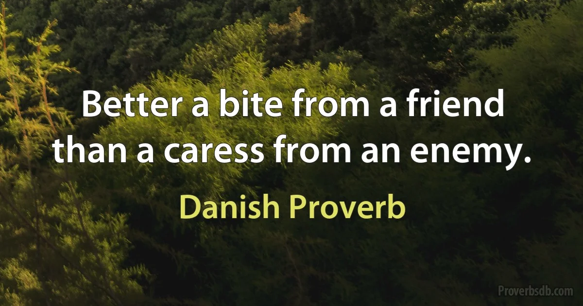 Better a bite from a friend than a caress from an enemy. (Danish Proverb)