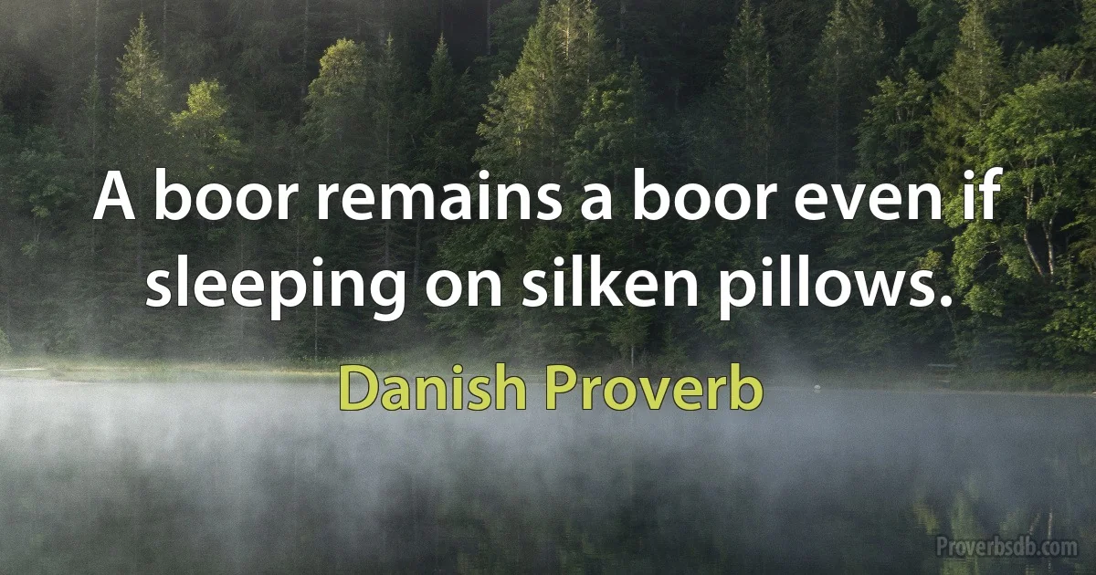 A boor remains a boor even if sleeping on silken pillows. (Danish Proverb)