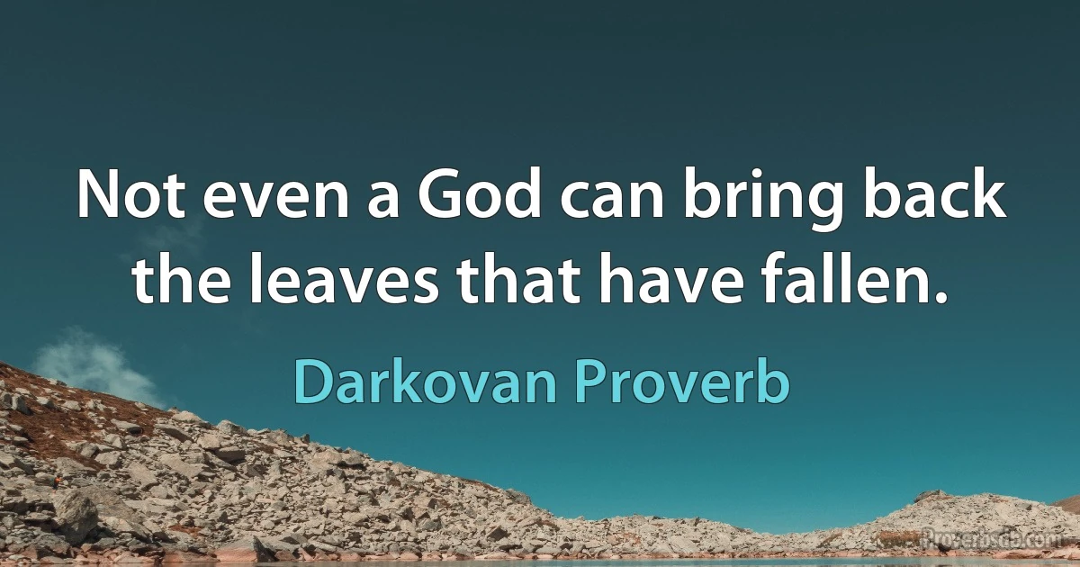 Not even a God can bring back the leaves that have fallen. (Darkovan Proverb)