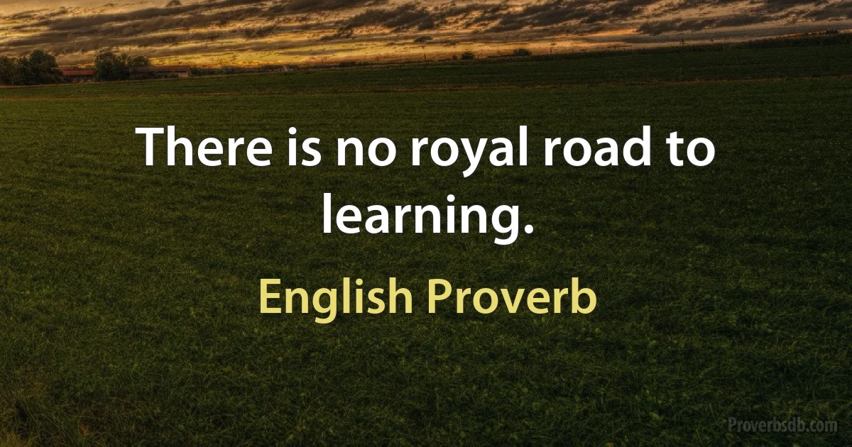 There is no royal road to learning. (English Proverb)