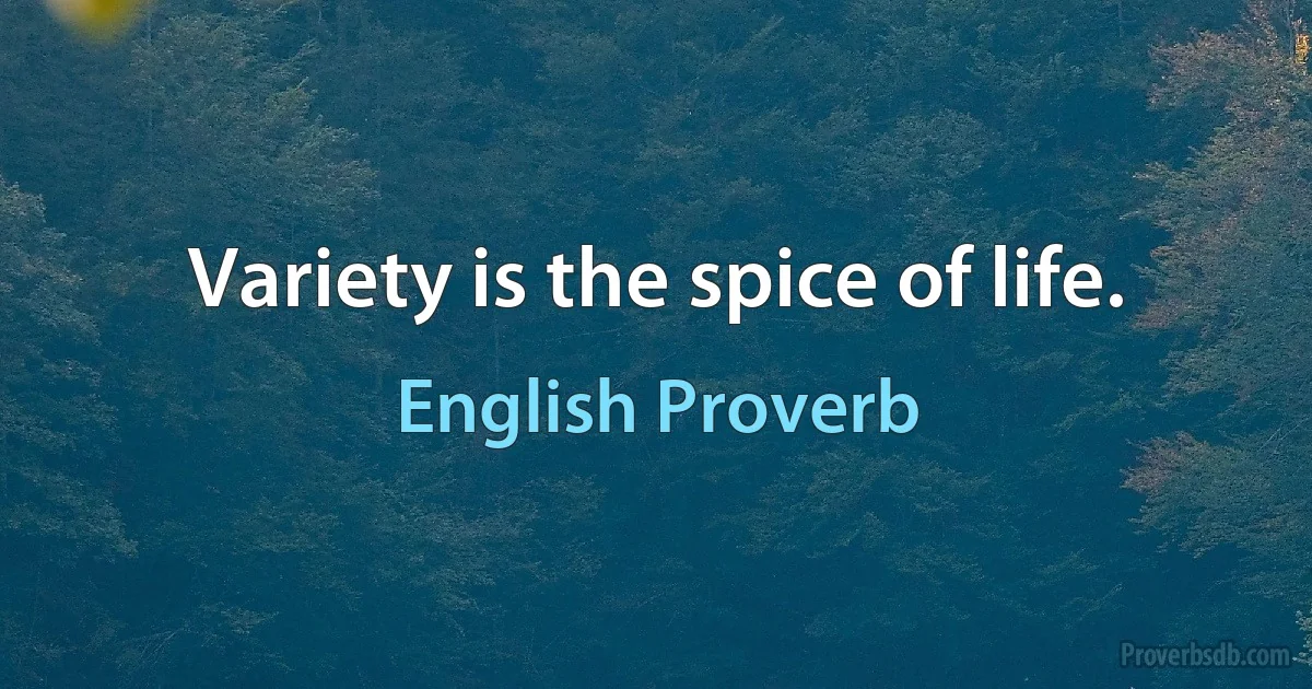 Variety is the spice of life. (English Proverb)