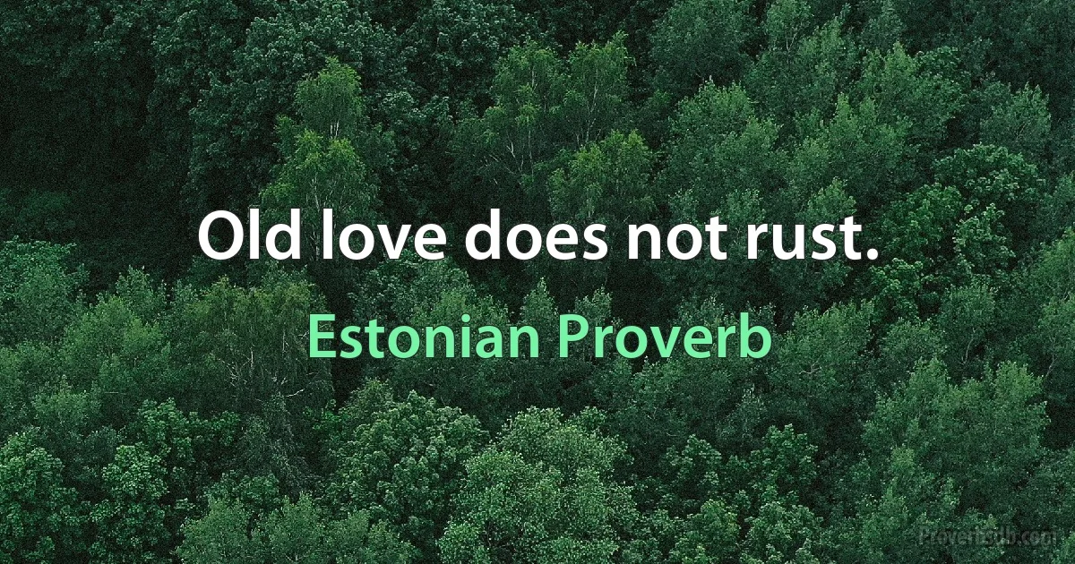 Old love does not rust. (Estonian Proverb)