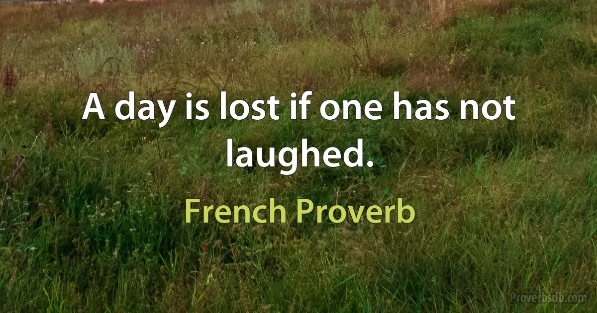 A day is lost if one has not laughed. (French Proverb)