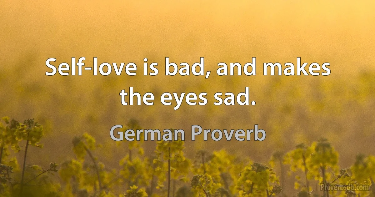 Self-love is bad, and makes the eyes sad. (German Proverb)