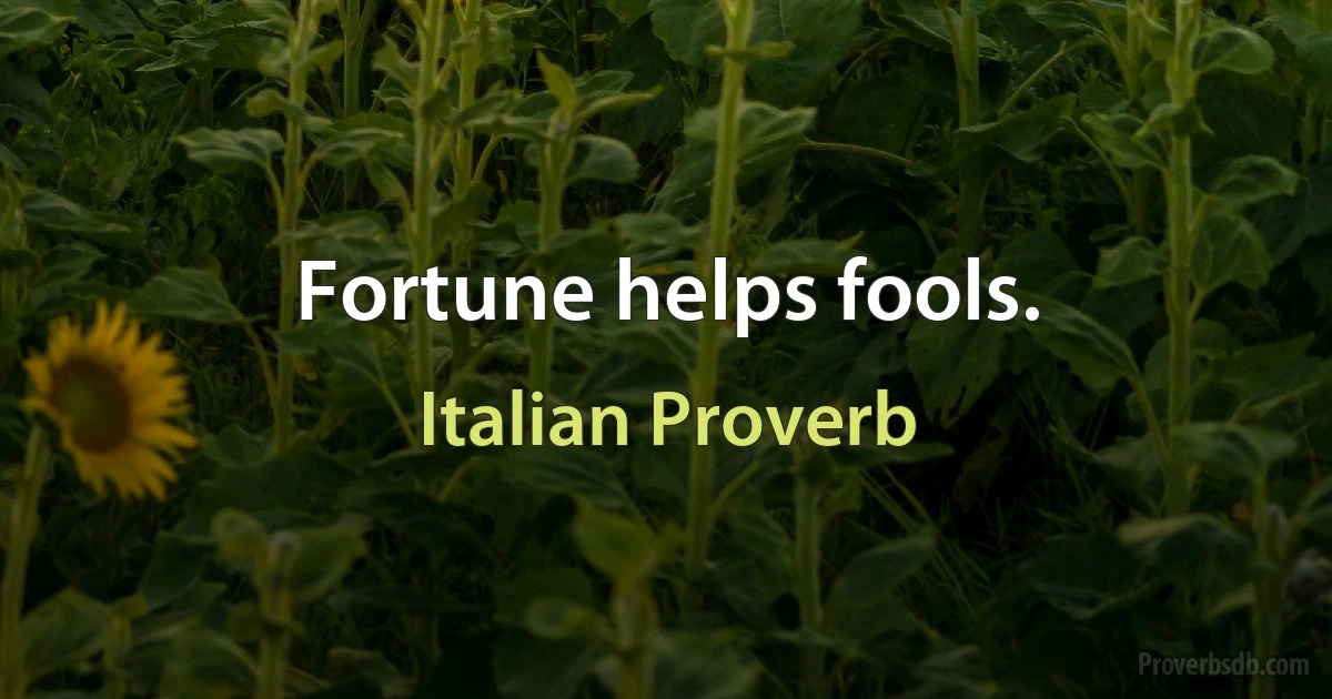 Fortune helps fools. (Italian Proverb)