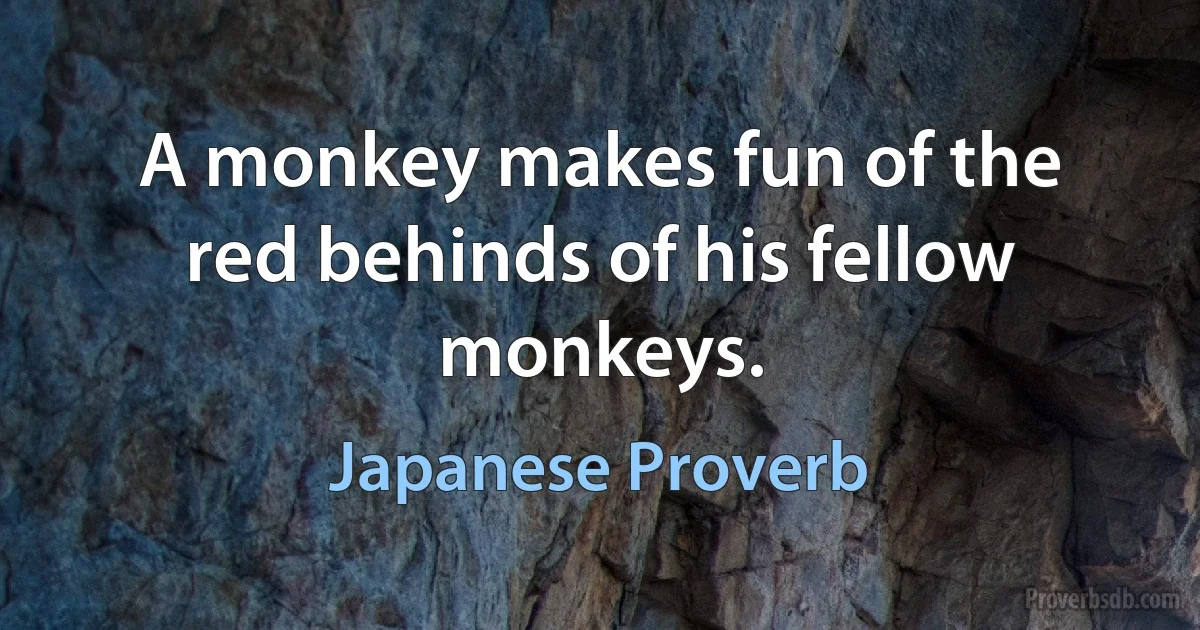 A monkey makes fun of the red behinds of his fellow monkeys. (Japanese Proverb)