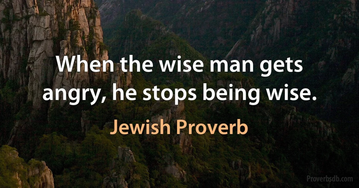 When the wise man gets angry, he stops being wise. (Jewish Proverb)