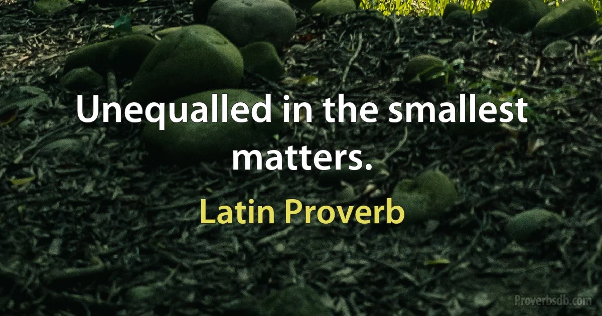 Unequalled in the smallest matters. (Latin Proverb)