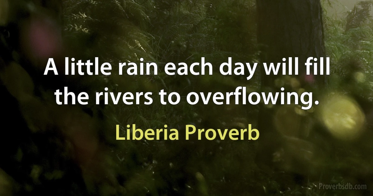 A little rain each day will fill the rivers to overflowing. (Liberia Proverb)