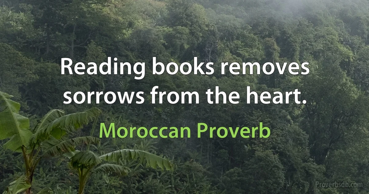 Reading books removes sorrows from the heart. (Moroccan Proverb)