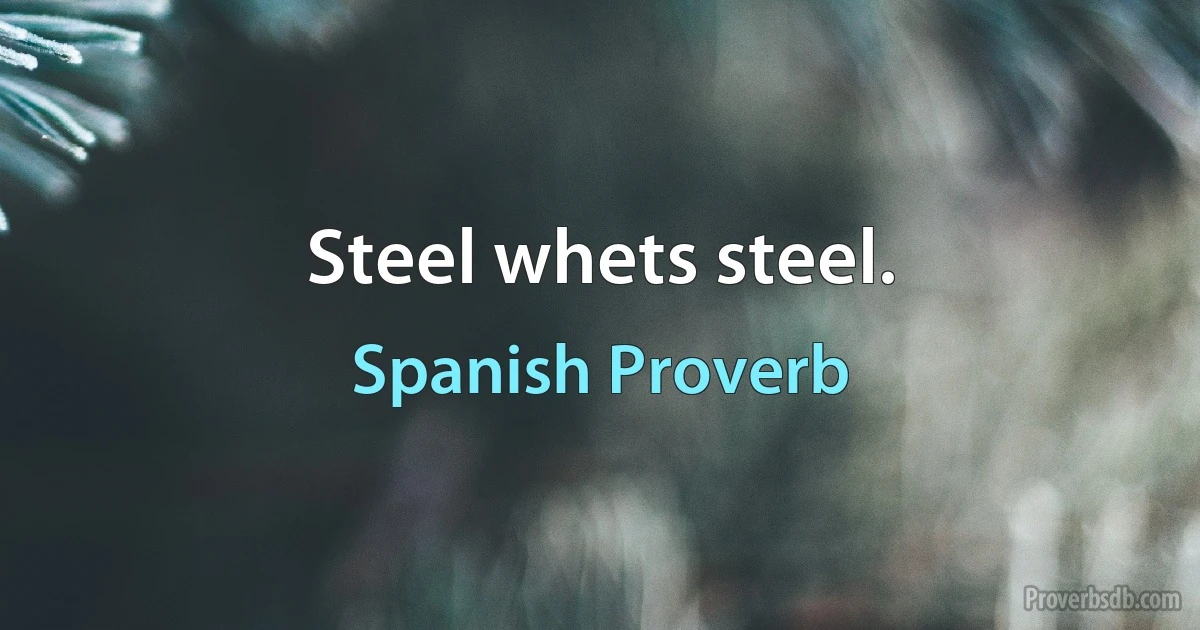 Steel whets steel. (Spanish Proverb)