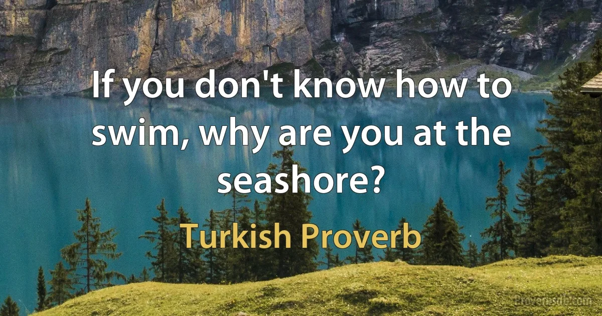 If you don't know how to swim, why are you at the seashore? (Turkish Proverb)