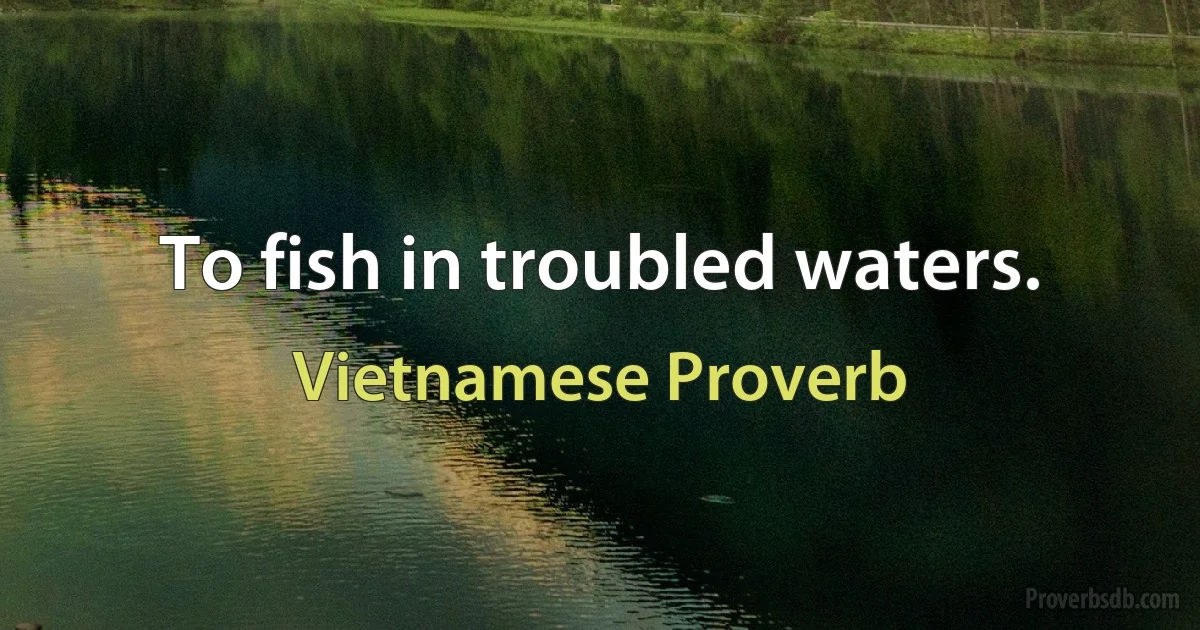 To fish in troubled waters. (Vietnamese Proverb)