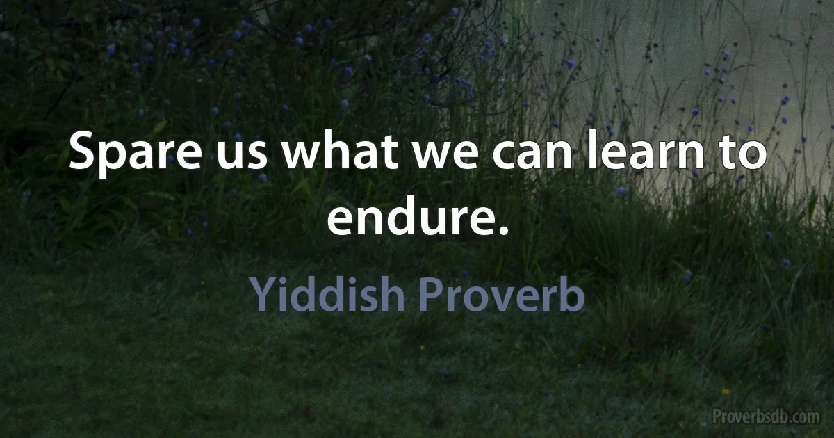 Spare us what we can learn to endure. (Yiddish Proverb)