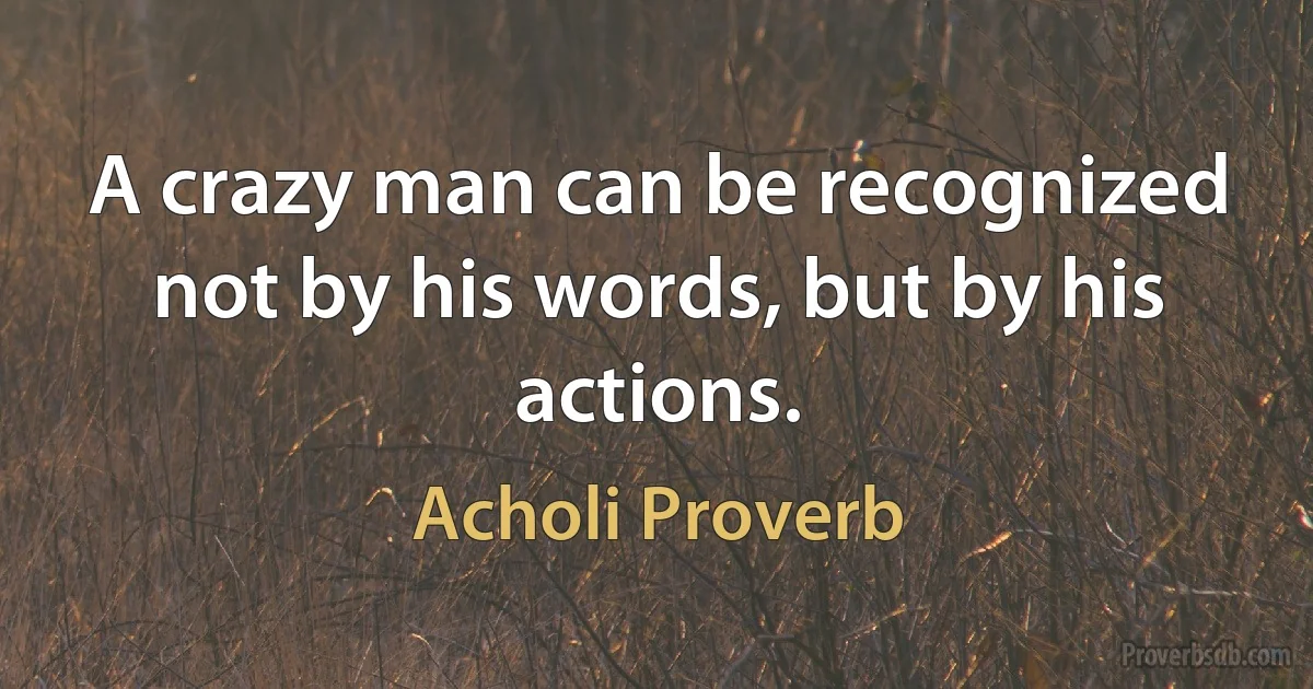 A crazy man can be recognized not by his words, but by his actions. (Acholi Proverb)