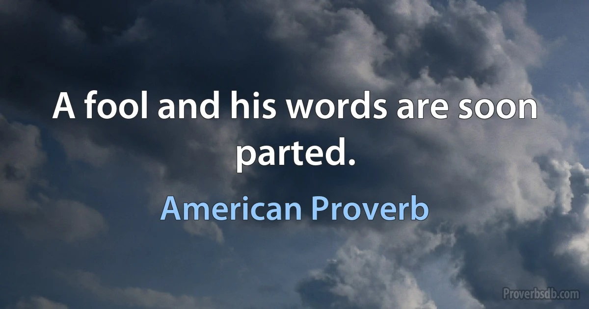 A fool and his words are soon parted. (American Proverb)