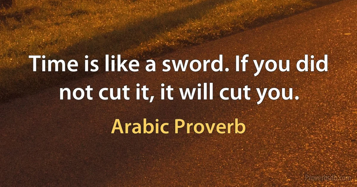 Time is like a sword. If you did not cut it, it will cut you. (Arabic Proverb)