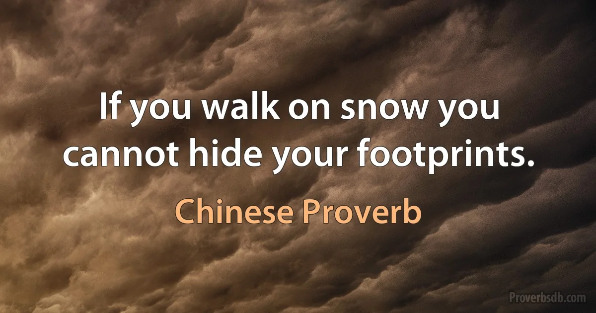 If you walk on snow you cannot hide your footprints. (Chinese Proverb)