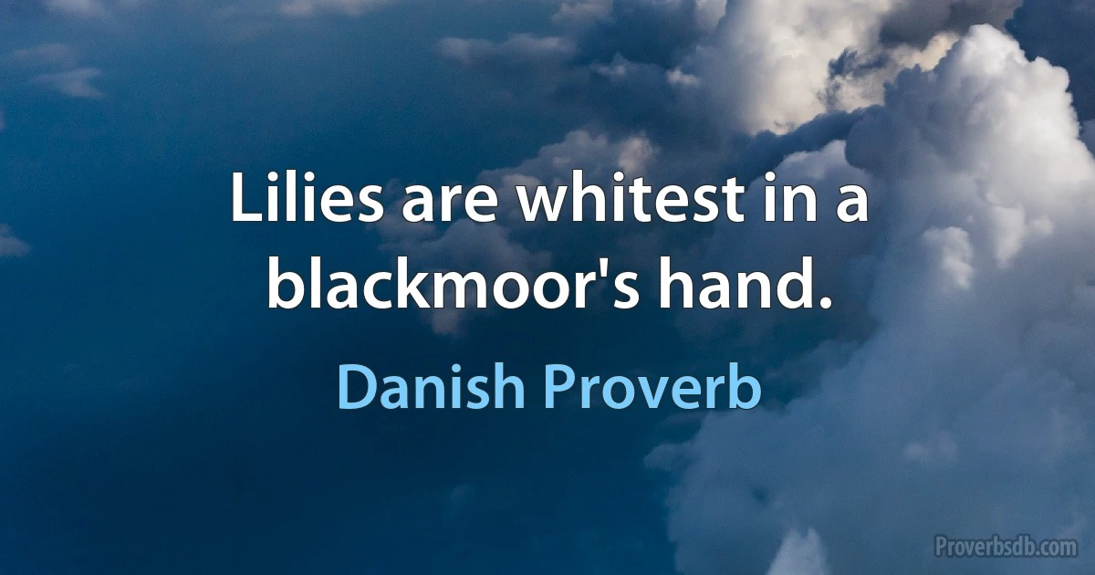 Lilies are whitest in a blackmoor's hand. (Danish Proverb)