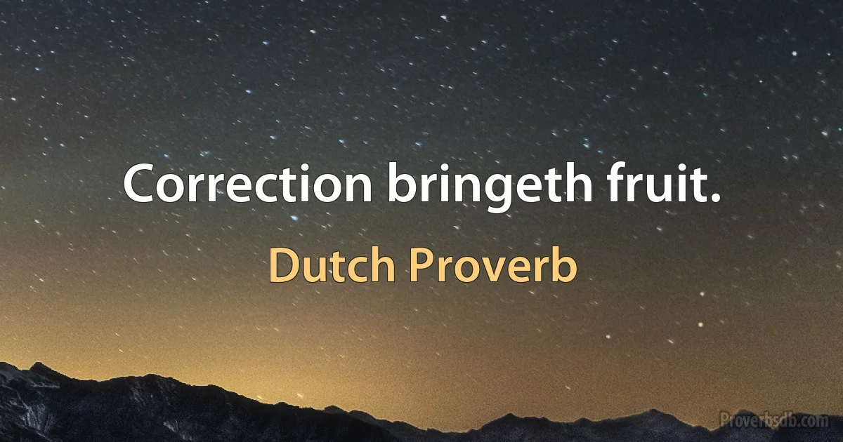 Correction bringeth fruit. (Dutch Proverb)