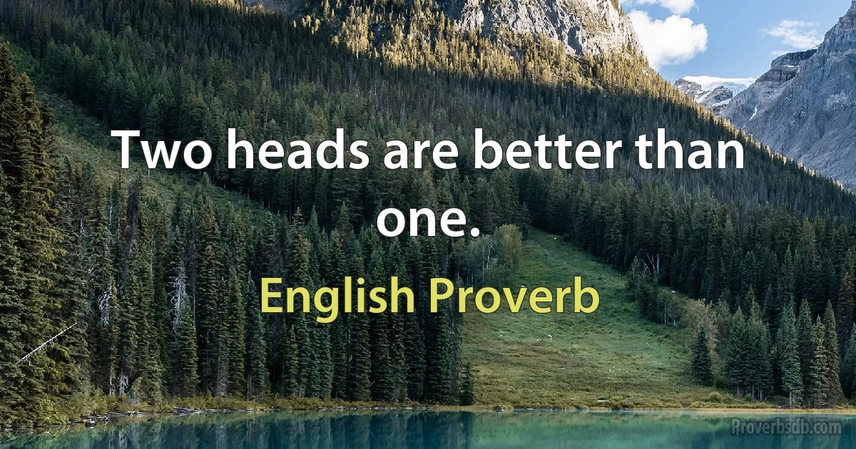 Two heads are better than one. (English Proverb)