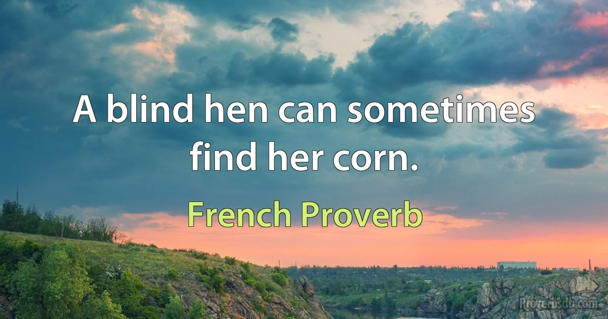 A blind hen can sometimes find her corn. (French Proverb)