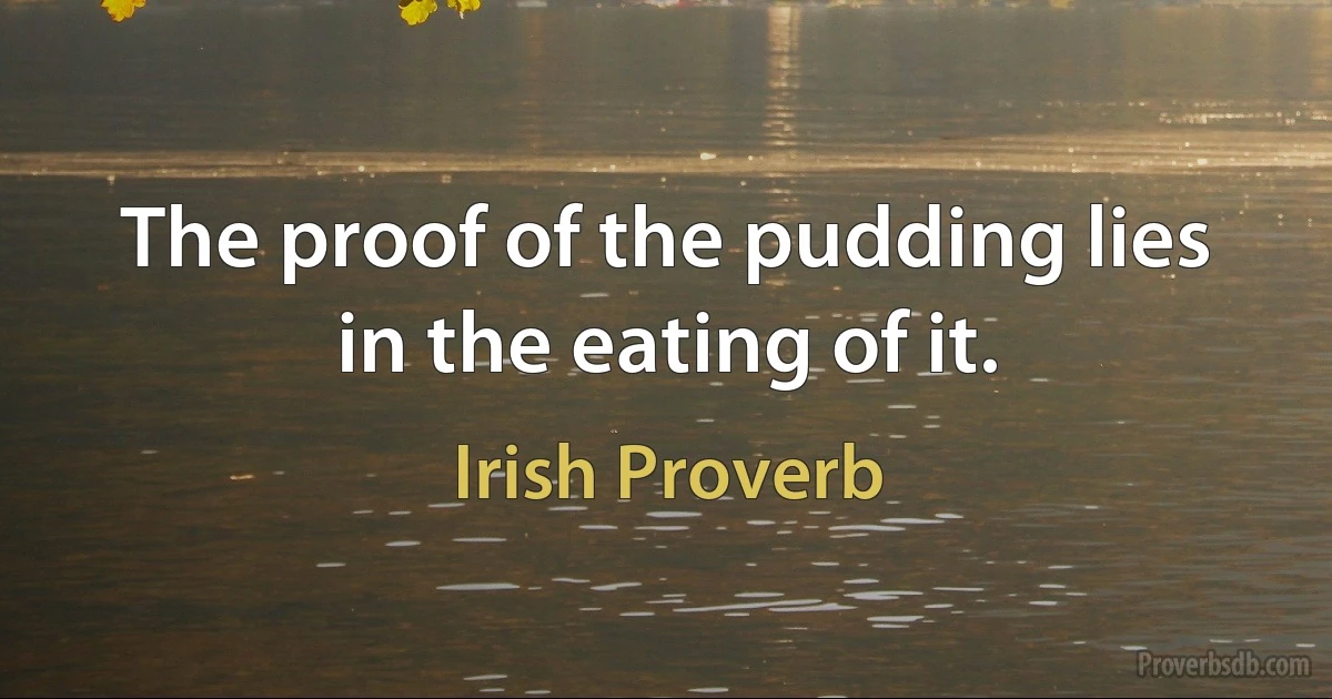 The proof of the pudding lies in the eating of it. (Irish Proverb)