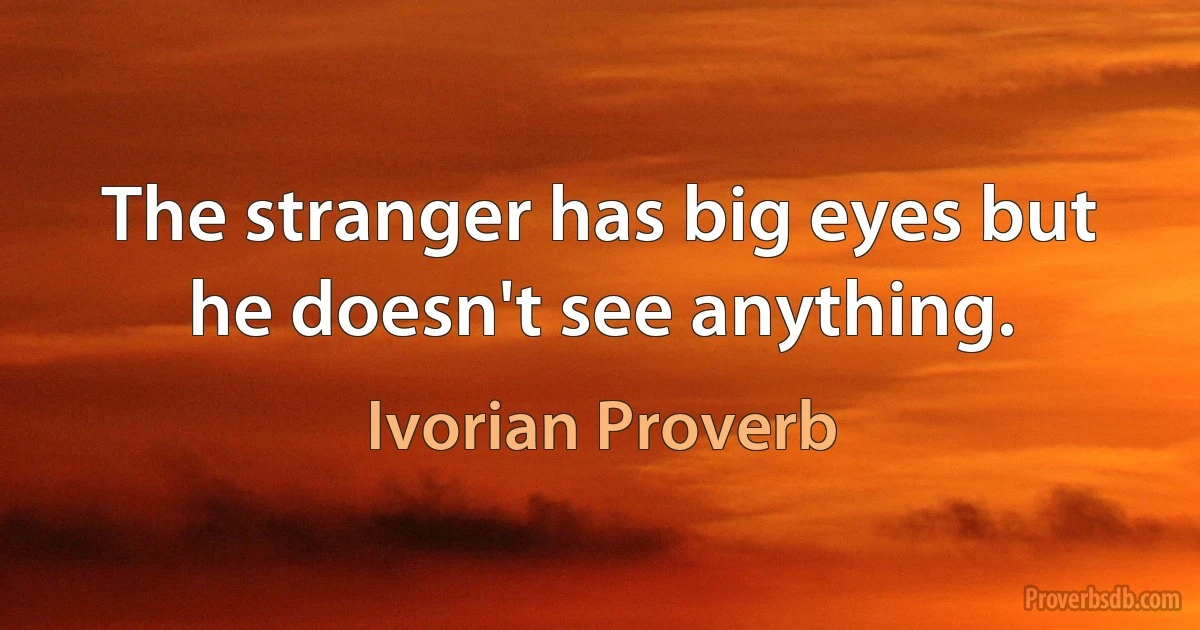 The stranger has big eyes but he doesn't see anything. (Ivorian Proverb)