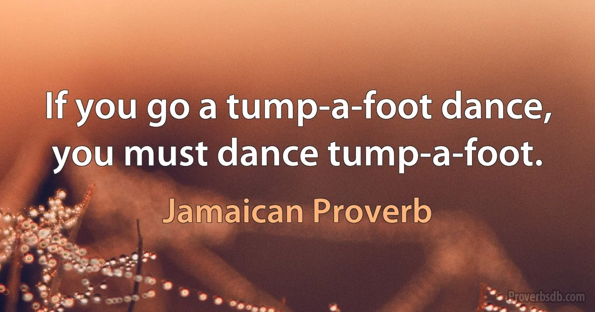 If you go a tump-a-foot dance, you must dance tump-a-foot. (Jamaican Proverb)