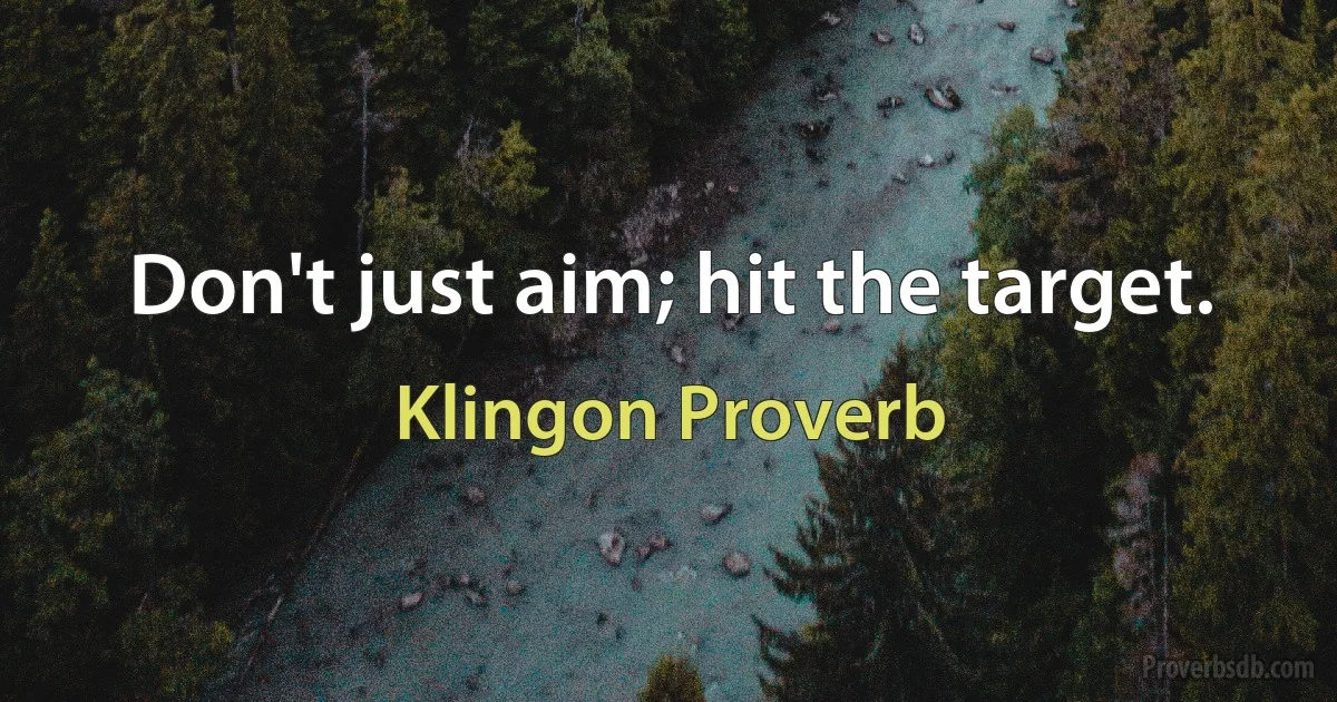 Don't just aim; hit the target. (Klingon Proverb)