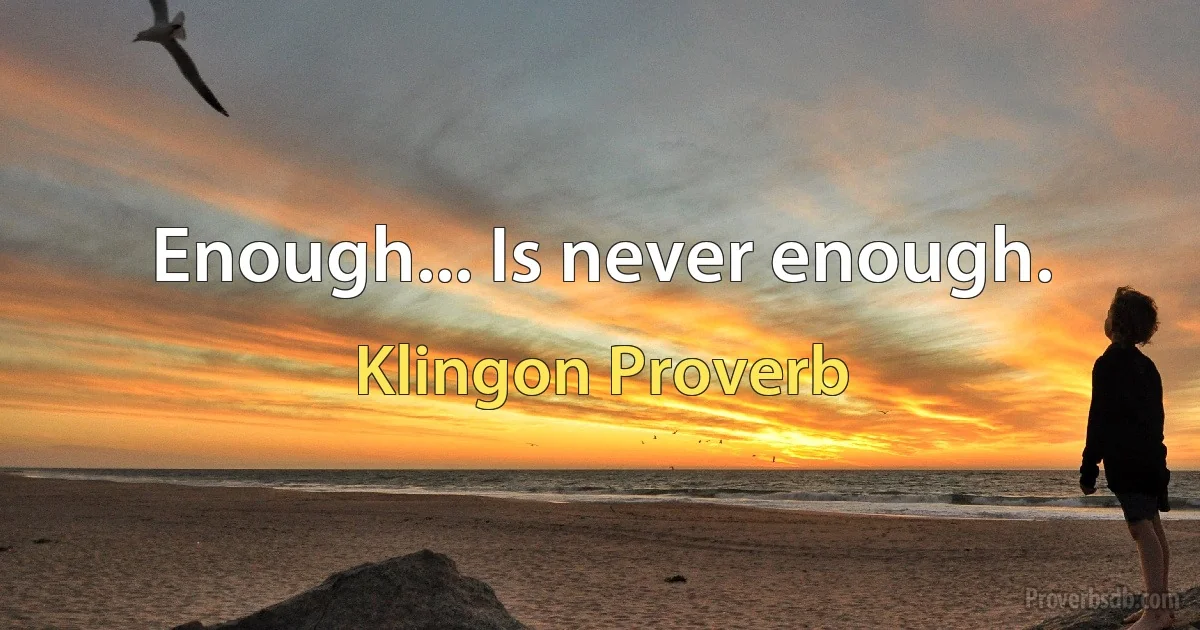 Enough... Is never enough. (Klingon Proverb)