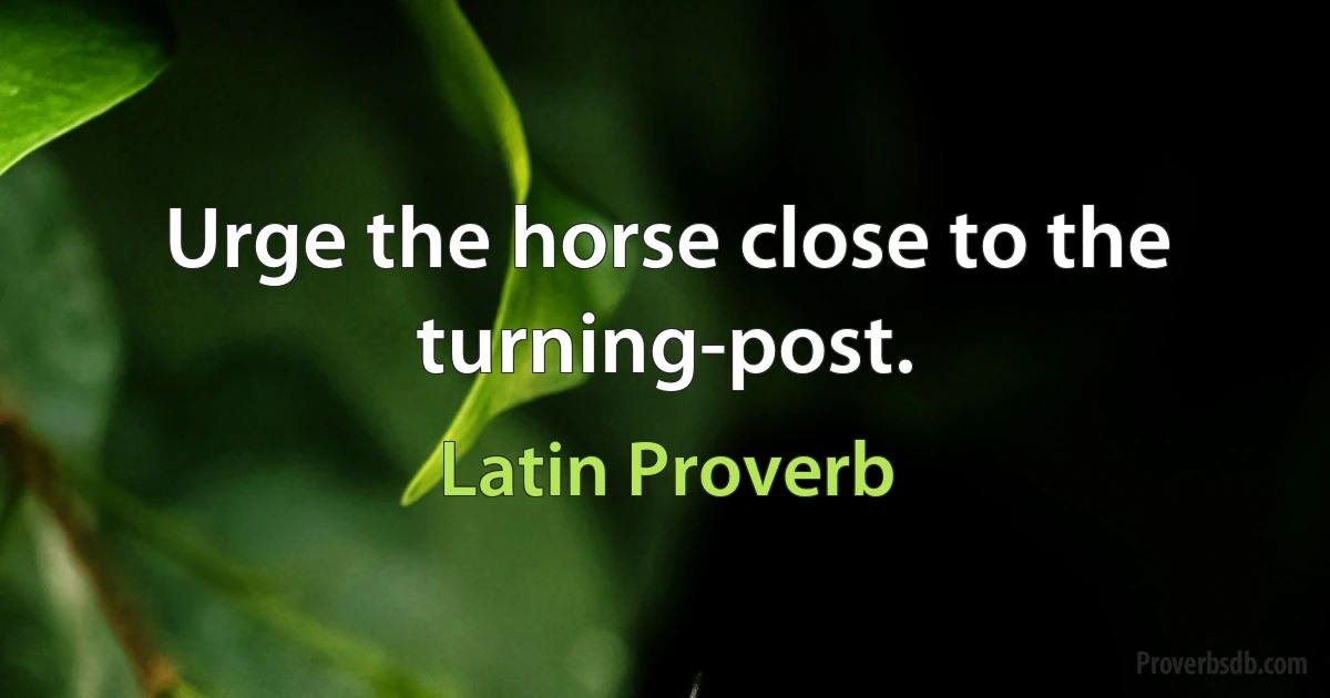 Urge the horse close to the turning-post. (Latin Proverb)