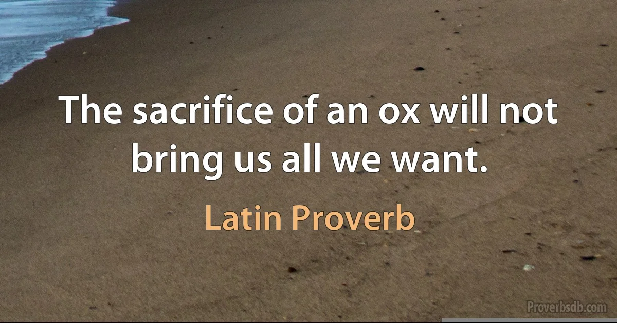 The sacrifice of an ox will not bring us all we want. (Latin Proverb)