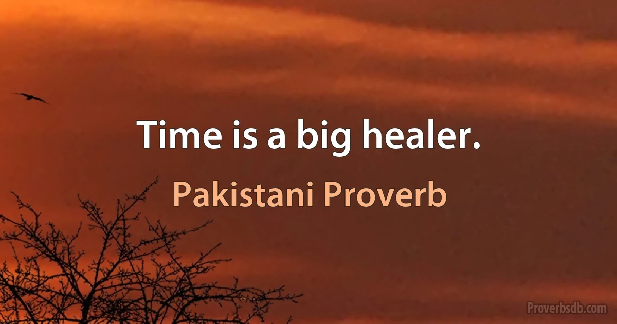 Time is a big healer. (Pakistani Proverb)