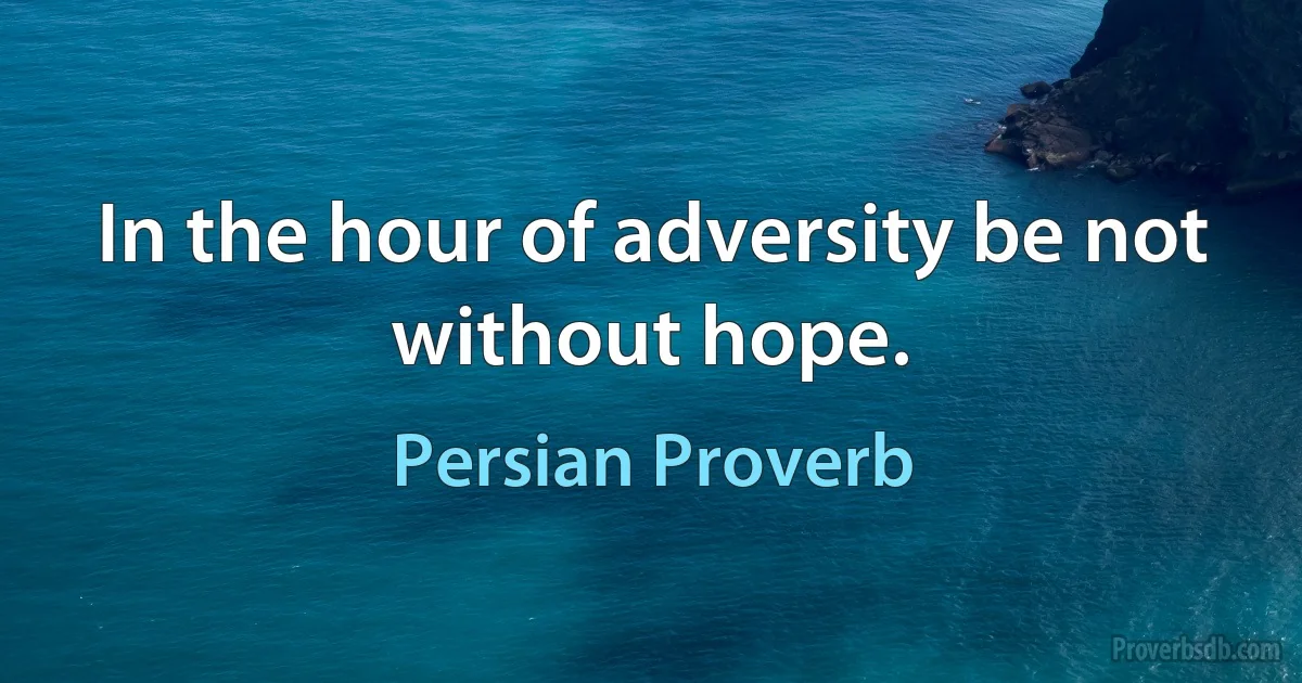 In the hour of adversity be not without hope. (Persian Proverb)