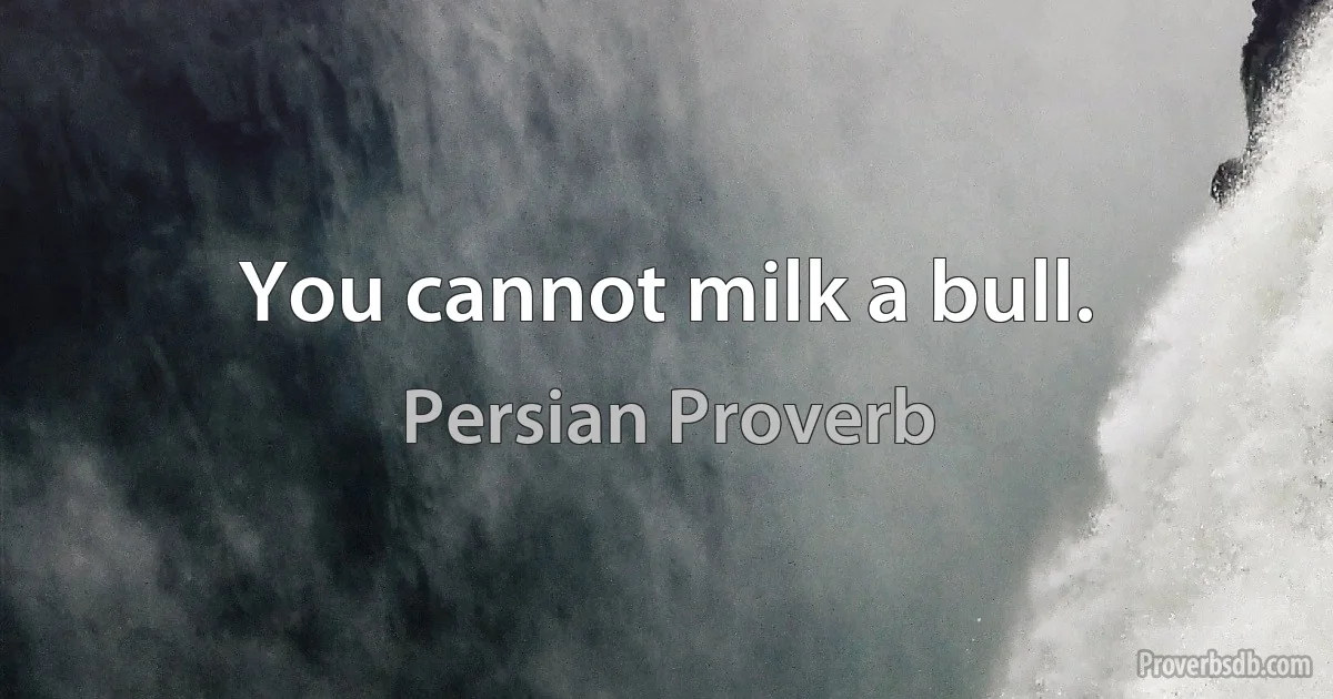 You cannot milk a bull. (Persian Proverb)