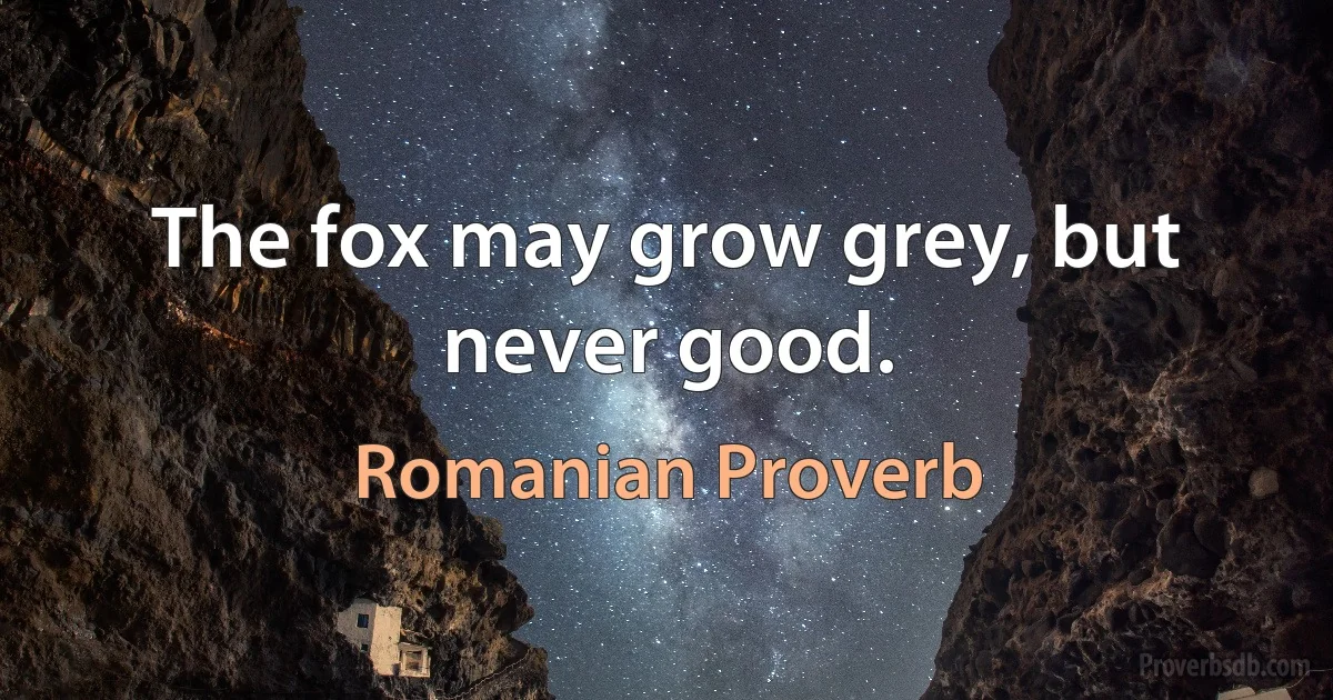 The fox may grow grey, but never good. (Romanian Proverb)