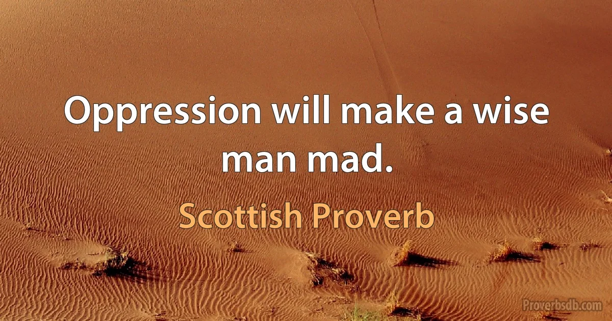 Oppression will make a wise man mad. (Scottish Proverb)