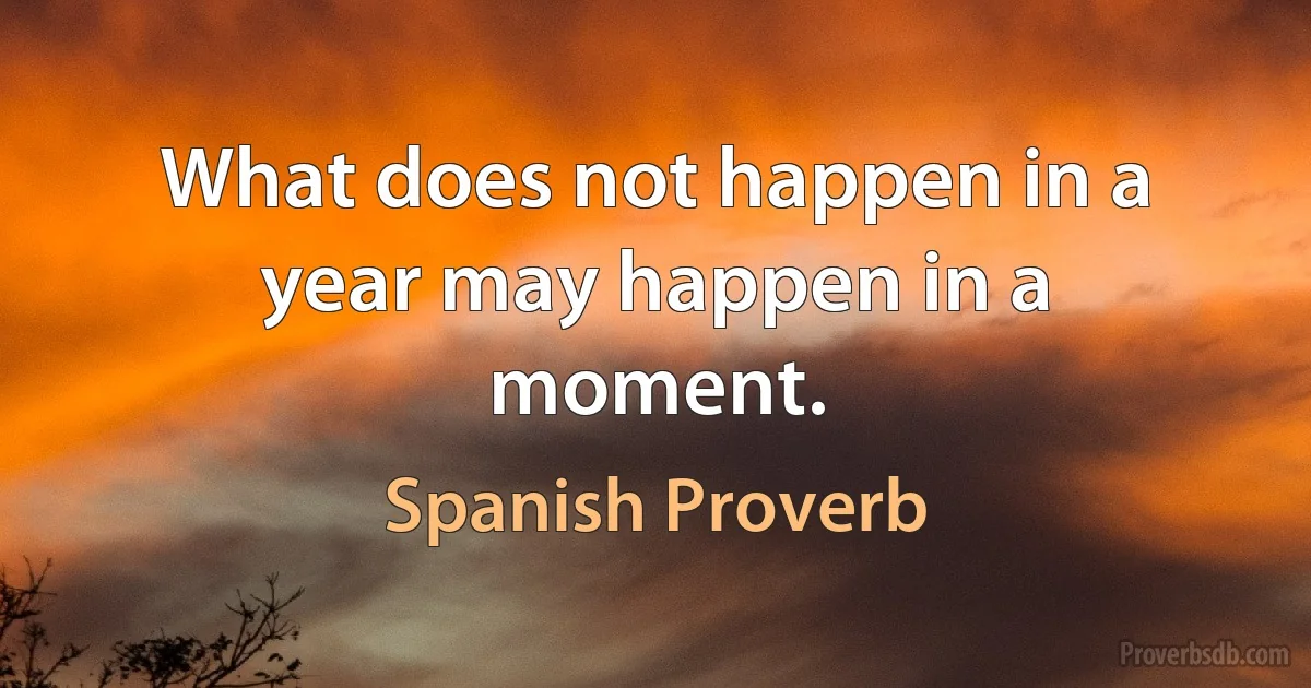 What does not happen in a year may happen in a moment. (Spanish Proverb)