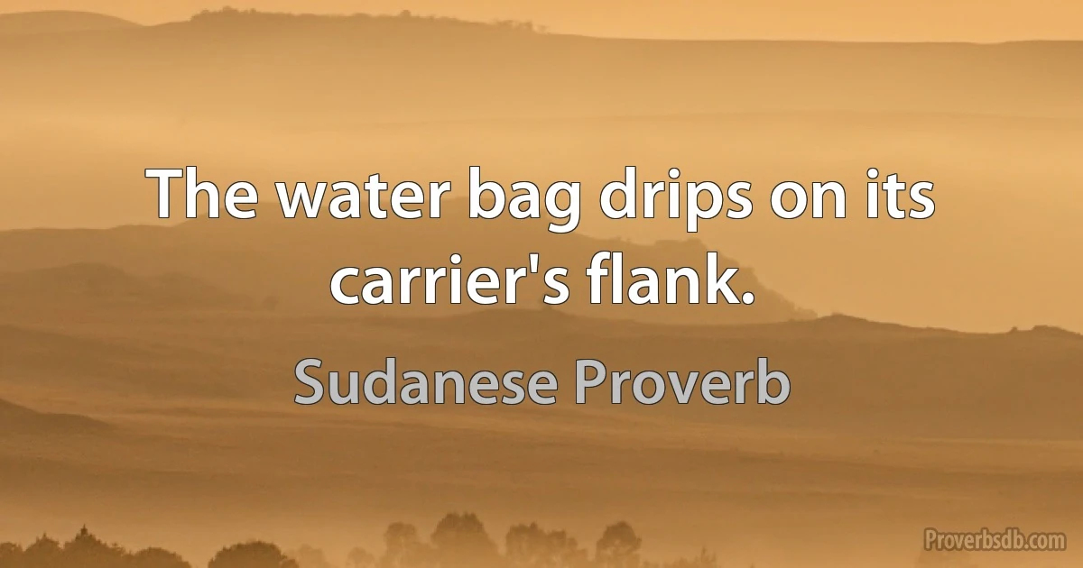 The water bag drips on its carrier's flank. (Sudanese Proverb)