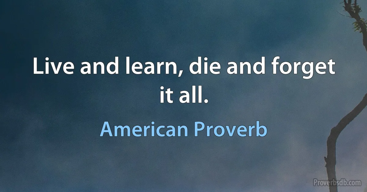 Live and learn, die and forget it all. (American Proverb)