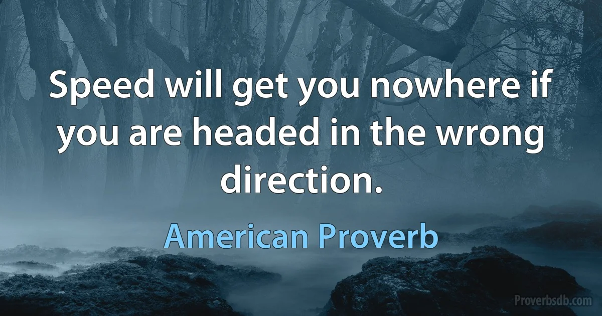 Speed will get you nowhere if you are headed in the wrong direction. (American Proverb)