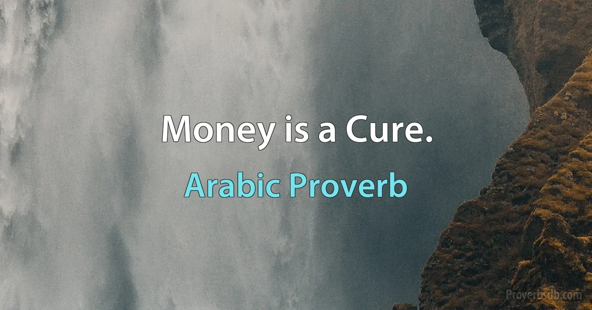 Money is a Cure. (Arabic Proverb)