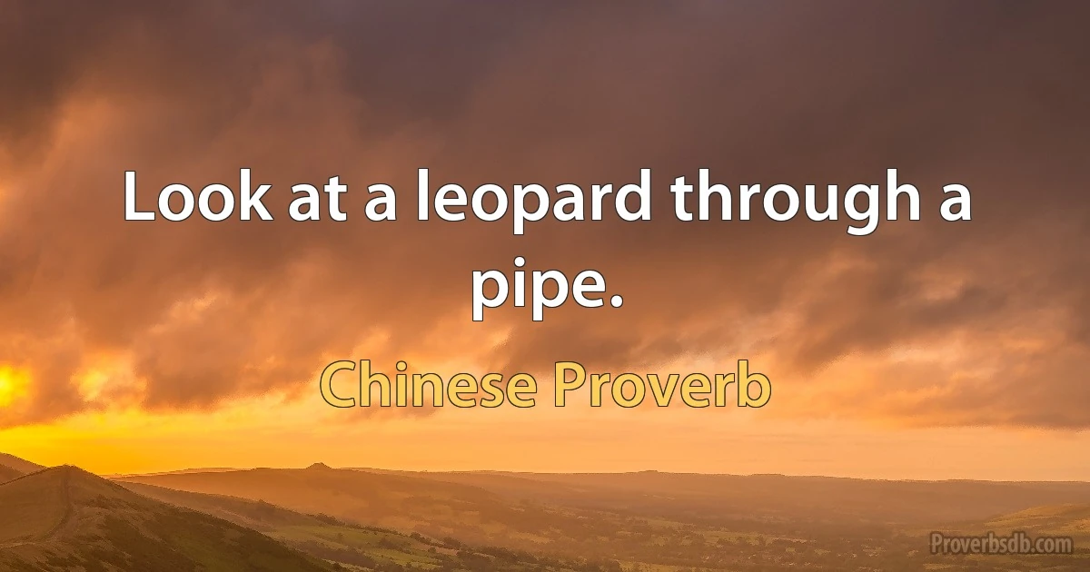 Look at a leopard through a pipe. (Chinese Proverb)