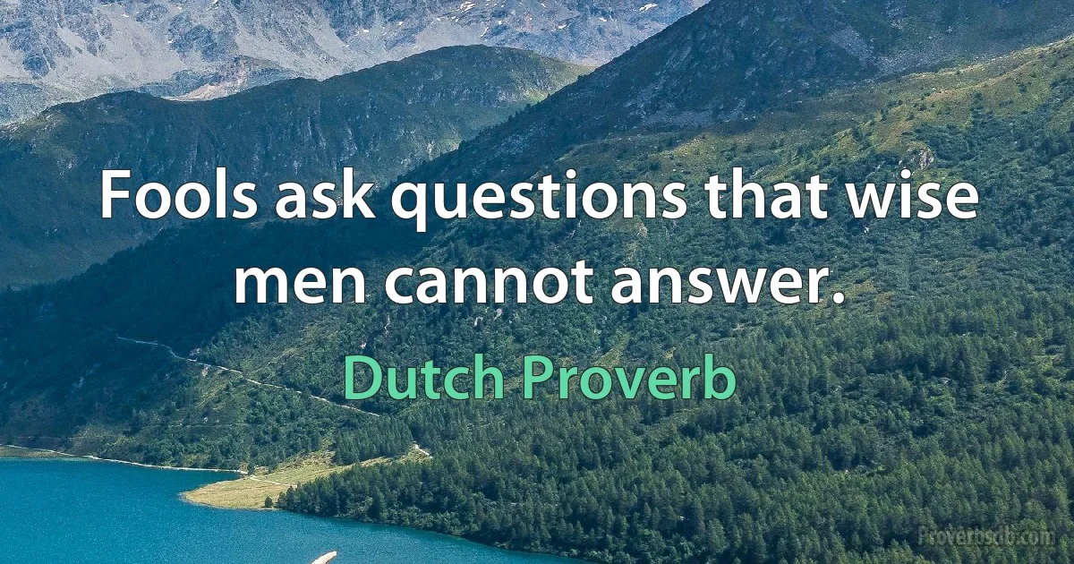 Fools ask questions that wise men cannot answer. (Dutch Proverb)