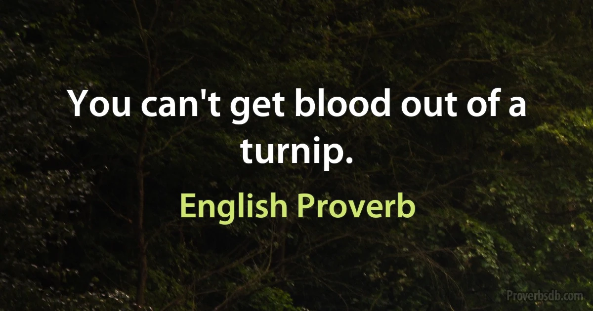 You can't get blood out of a turnip. (English Proverb)